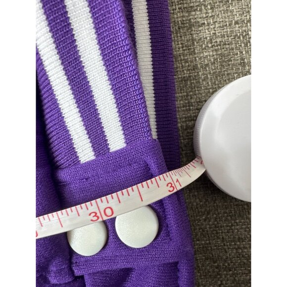Varsity Jacket Purple White XL Snap Buttons Striped Collar Lightweight Pockets - Picture 5 of 5
